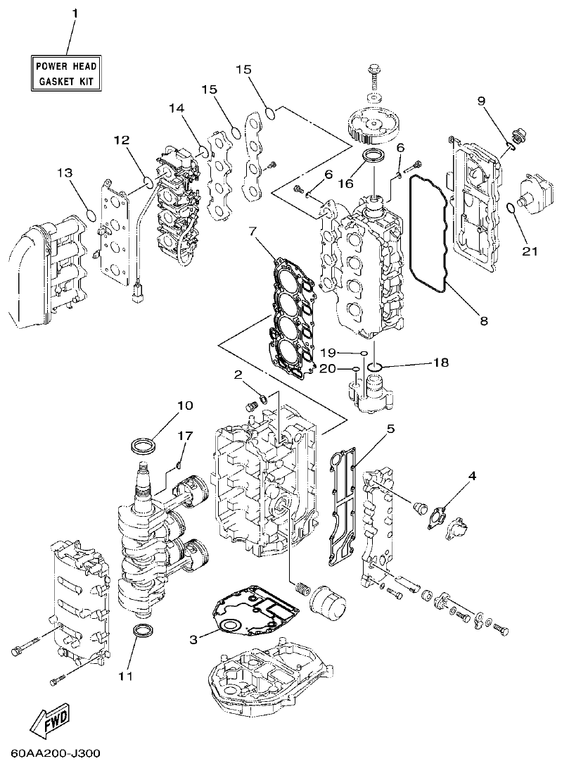 Yamaha F50DET, FT50CET REPAIR KIT 1 parts diagram